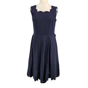 Sigrid Olsen Navy Blue Linen Blend Dress XS